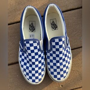 Vans Kids Blue and White Checkered Sneakers